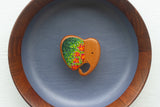 Embroidered Elephant in Vintage Teak Frame