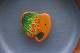 Embroidered Elephant in Vintage Teak Frame