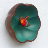 Embroidered Hummingbird in Vintage Flower Frame | Green