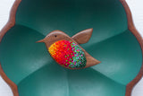 Embroidered Hummingbird in Vintage Flower Frame | Green