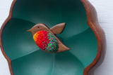 Embroidered Hummingbird in Vintage Flower Frame | Green