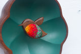 Embroidered Hummingbird in Vintage Flower Frame | Green