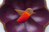 Embroidered Hummingbird in Vintage Flower Frame | Berry