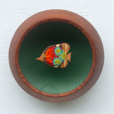 Embroidered Fish in Vintage Teak Frame