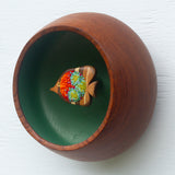 Embroidered Fish in Vintage Teak Frame