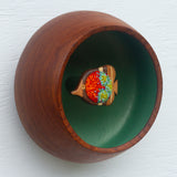 Embroidered Fish in Vintage Teak Frame