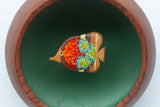 Embroidered Fish in Vintage Teak Frame