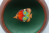 Embroidered Fish in Vintage Teak Frame