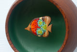 Embroidered Fish in Vintage Teak Frame
