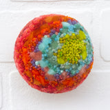 Midi Puff Sculpture in Olive Wood Frame | Green + Orange