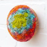 Midi Puff Sculpture in Olive Wood Frame | Green + Orange