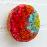 Midi Puff Sculpture in Olive Wood Frame | Green + Orange