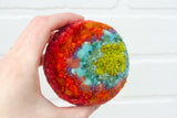 Midi Puff Sculpture in Olive Wood Frame | Green + Orange