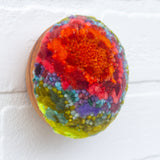 Midi Puff Sculpture in Olive Wood Frame | Orange + Green