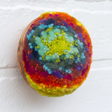 Midi Puff Sculpture in Olive Wood Frame | Tropical Rainbow