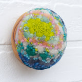 Midi Puff Sculpture in Olive Wood Frame | Chartreuse Pop