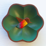 Embroidered Hummingbird in Flower Frame | Green