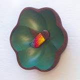 Embroidered Hummingbird in Flower Frame | Green