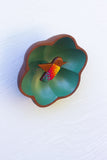 Embroidered Hummingbird in Flower Frame | Green