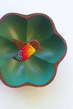 Embroidered Hummingbird in Flower Frame | Green
