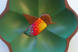 Embroidered Hummingbird in Flower Frame | Green