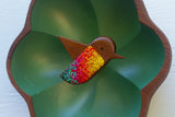 Embroidered Hummingbird in Flower Frame | Green