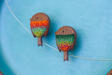 Two Birds on a Wire | Green + Orange