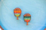 Two Birds on a Wire | Green + Orange