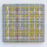 Modern Woven Plaid with Vintage Frame | Mustard + Pink