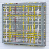 Modern Woven Plaid with Vintage Frame | Mustard + Pink