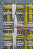 Modern Woven Plaid with Vintage Frame | Mustard + Pink