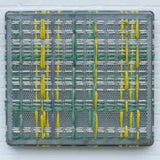 Modern Woven Plaid with Vintage Frame | Green + Yellow