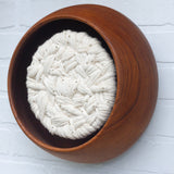 XL Woven Wall Sculpture in Vintage Teak Frame | Brass Beads