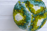 Puff Sculpture in Teak Frame | Lichen