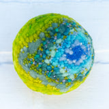 Midi Puff Sculpture in Olive Wood Frame | Aqua + Lime