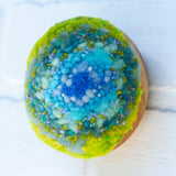Midi Puff Sculpture in Olive Wood Frame | Aqua + Lime