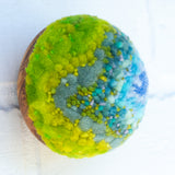 Midi Puff Sculpture in Olive Wood Frame | Aqua + Lime