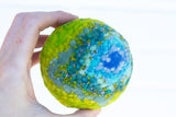 Midi Puff Sculpture in Olive Wood Frame | Aqua + Lime