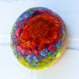 Midi Puff Sculpture in Olive Wood Frame | Orange, Green + Neon