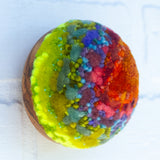 Midi Puff Sculpture in Olive Wood Frame | Orange, Green + Neon