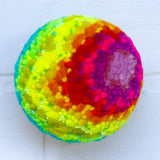 Midi Puff Sculpture in Olive Wood Frame | Neon Rainbow