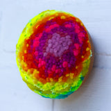 Midi Puff Sculpture in Olive Wood Frame | Neon Rainbow