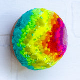 Midi Puff Sculpture in Olive Wood Frame | Neon Rainbow