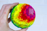 Midi Puff Sculpture in Olive Wood Frame | Neon Rainbow