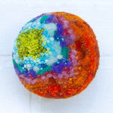 Midi Puff Sculpture in Olive Wood Frame | Green + Orange (2)