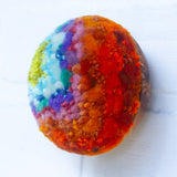 Midi Puff Sculpture in Olive Wood Frame | Green + Orange (2)