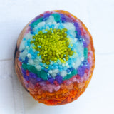 Midi Puff Sculpture in Olive Wood Frame | Green + Orange (2)