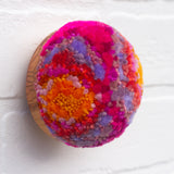 Midi Puff in Olive Wood Frame | Orange + Hot Pink Double