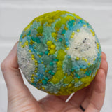 Midi Puff Sculpture in Olive Wood Frame | Aqua + Lime