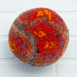 Puff Sculpture in Vintage Teak Frame | Monarch Butterfly